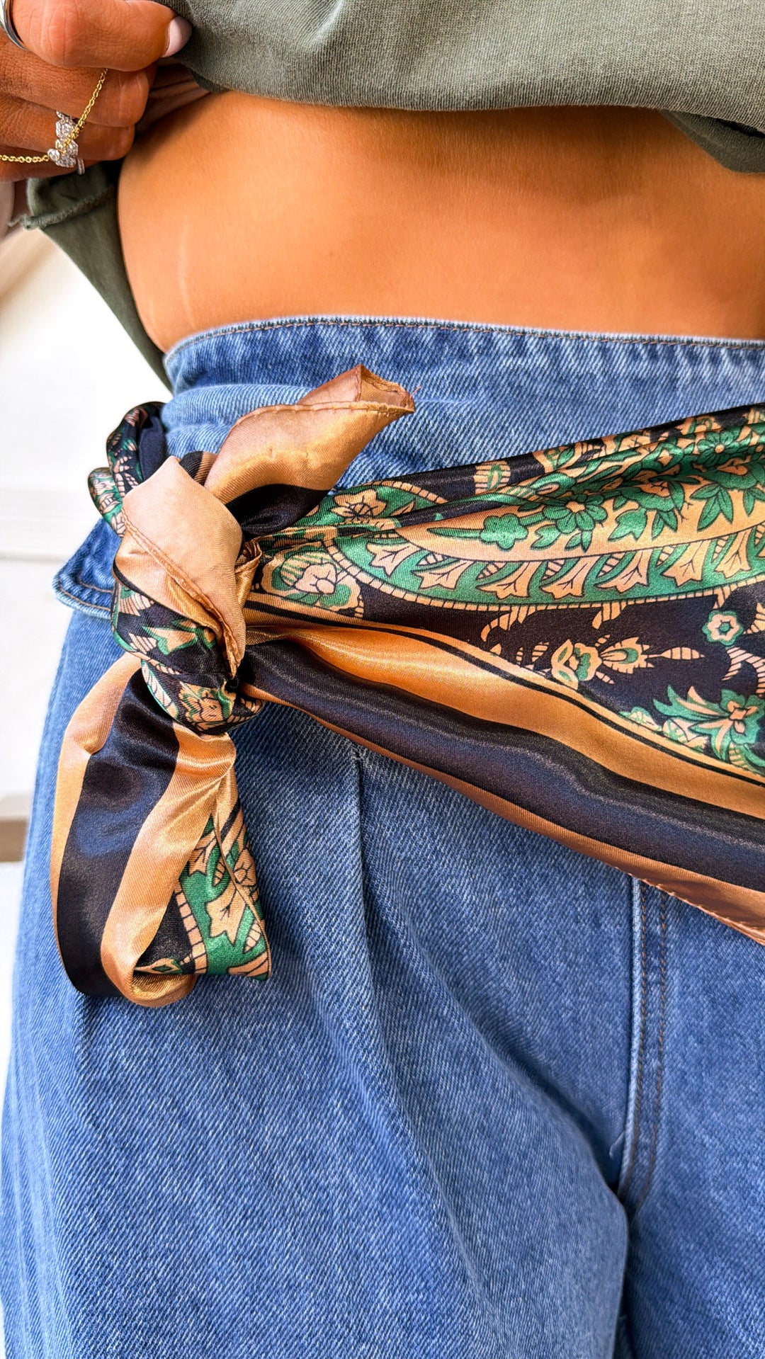 Multi Paisley Bandana, Green/Brown