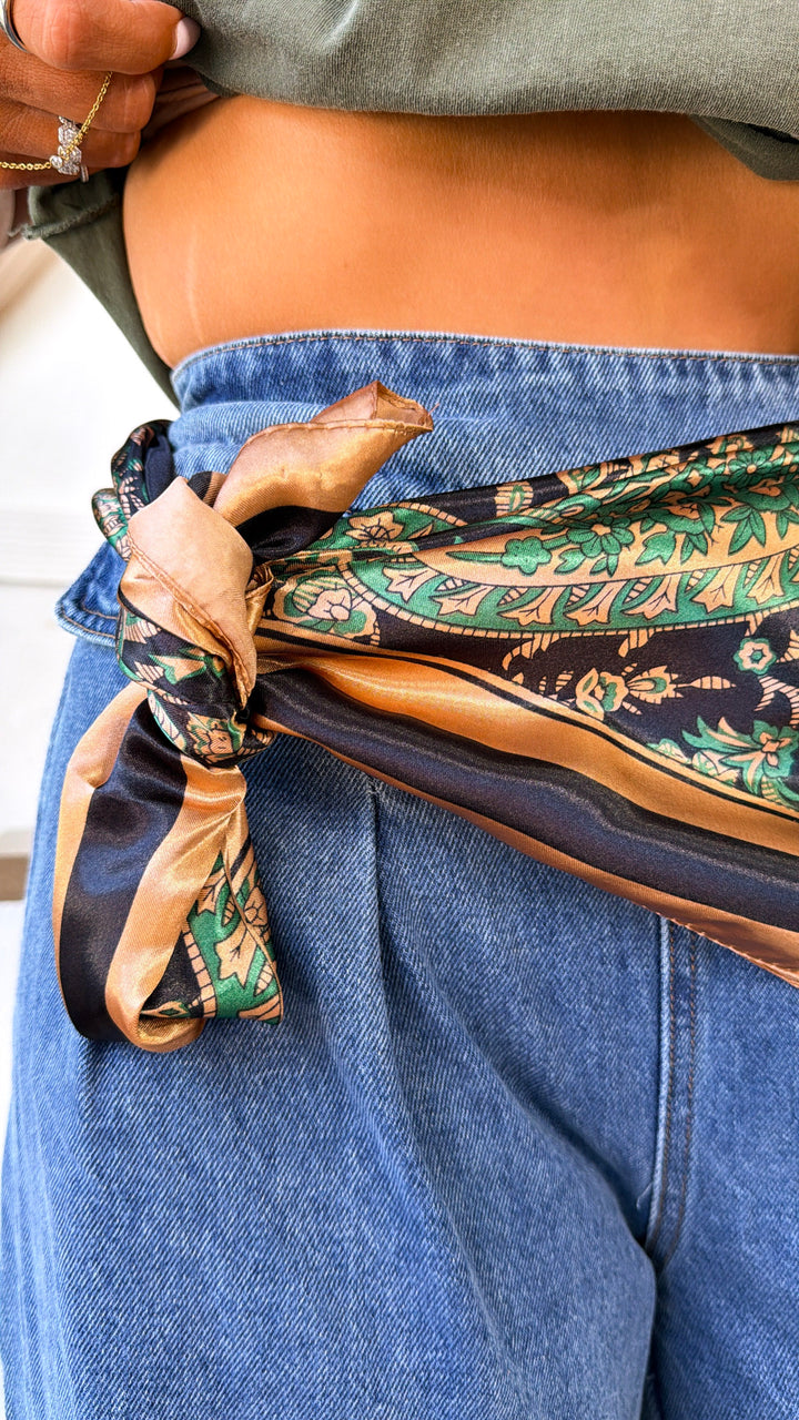 Multi Paisley Bandana, Green/Brown