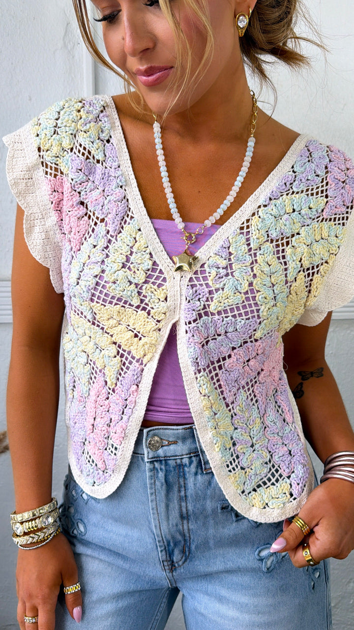 Easy Love Crochet Top, Pastel Multi
