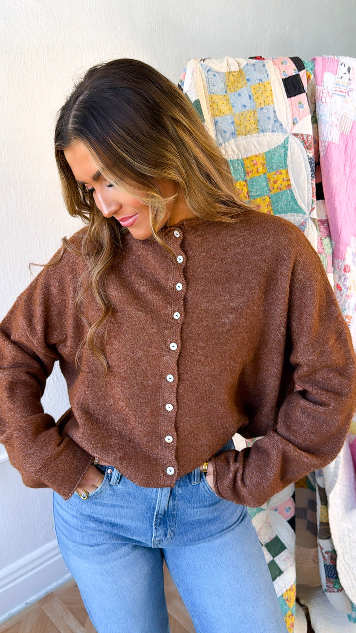 Penelope Knit Cardigan, Brown