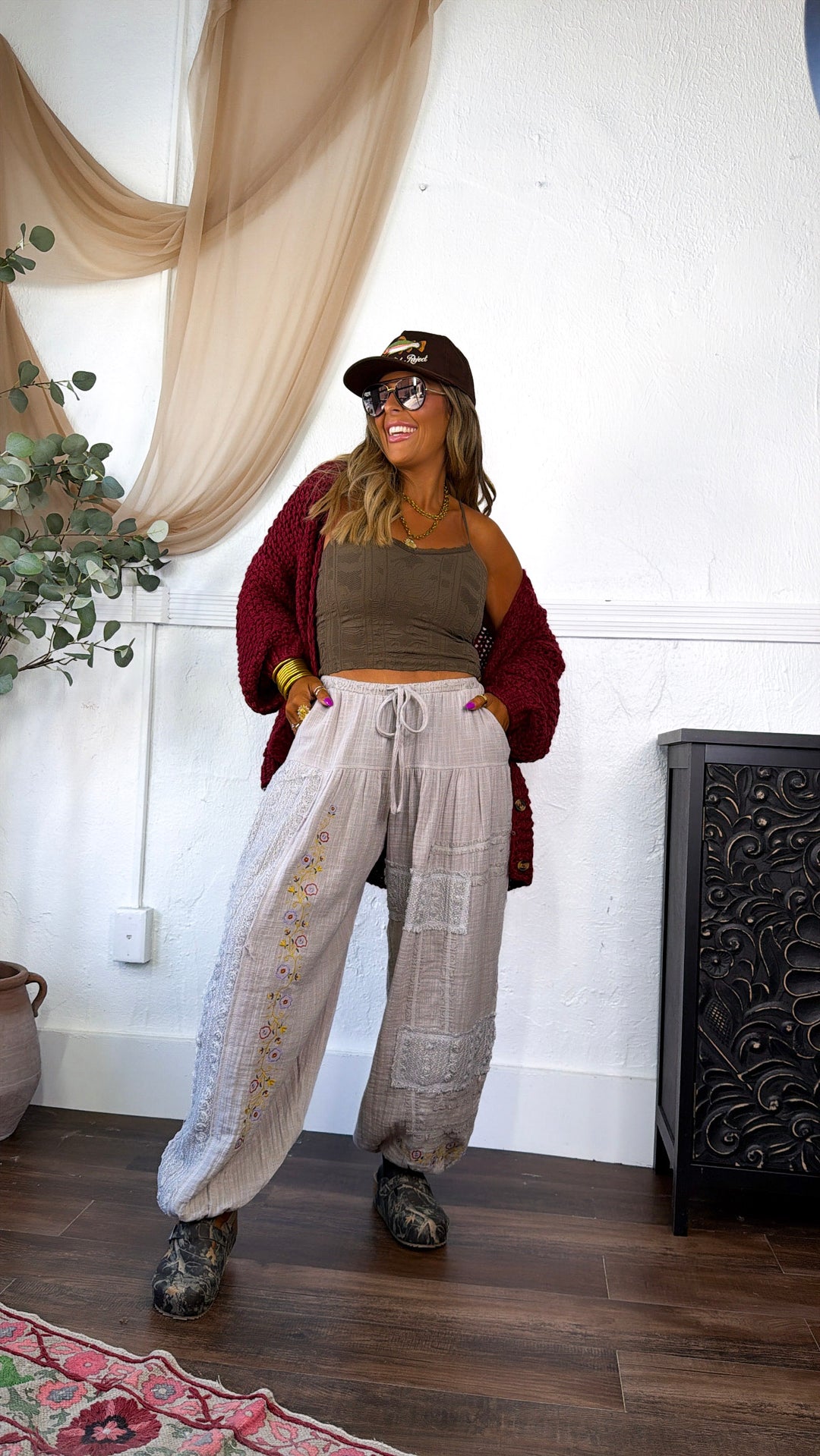 Falling For You Joggers, Taupe Grey