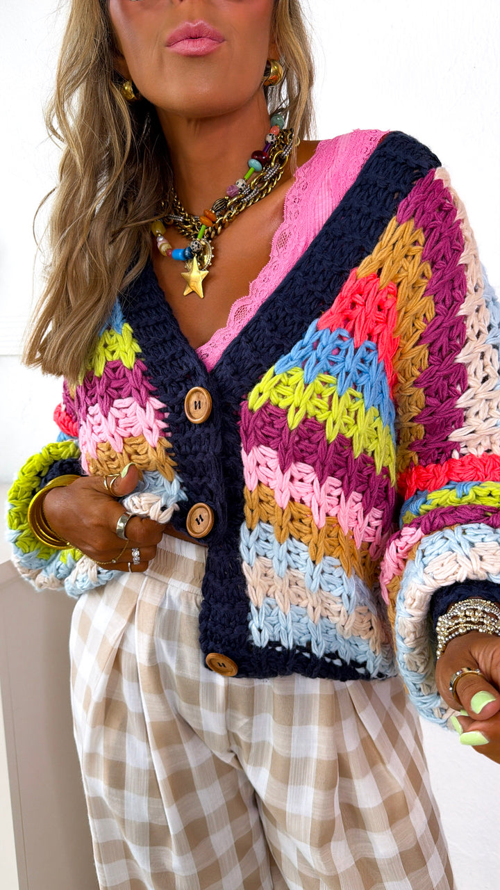 Cool Toned Knit Cardigan, Rainbow