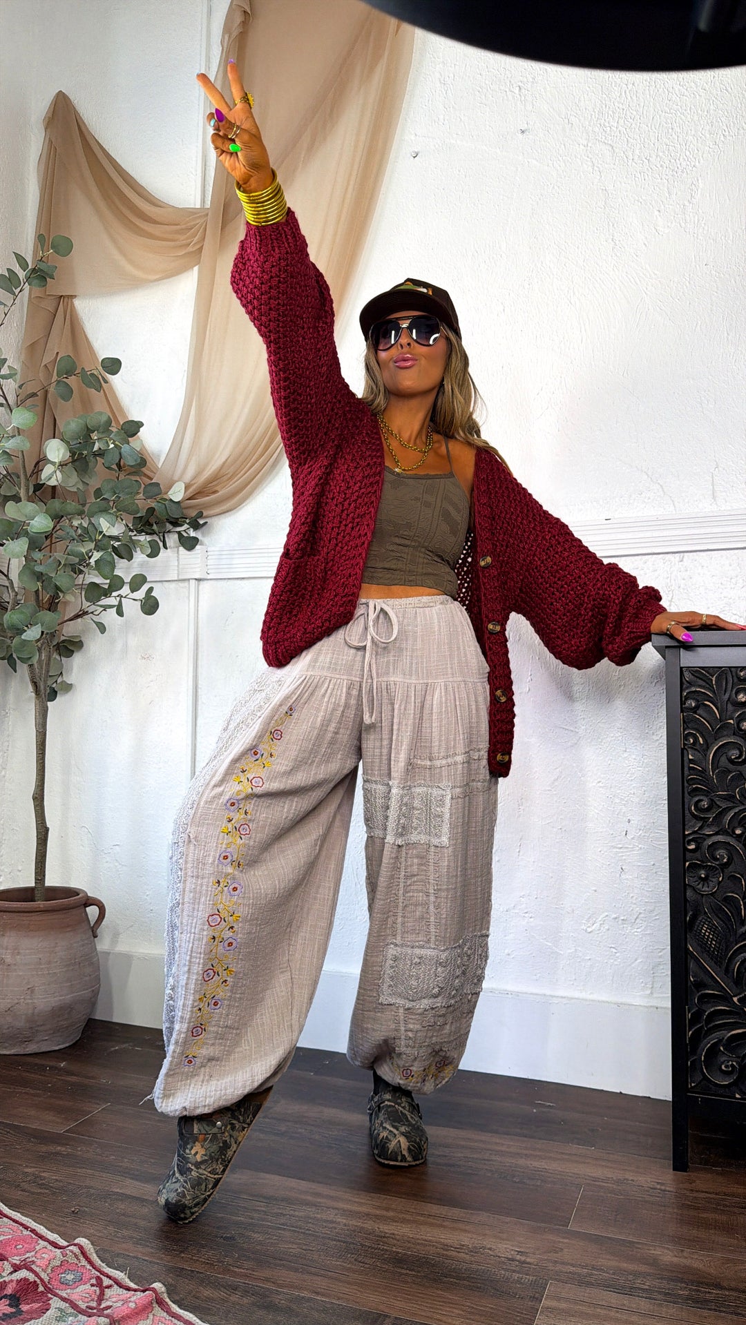 Falling For You Joggers, Taupe Grey