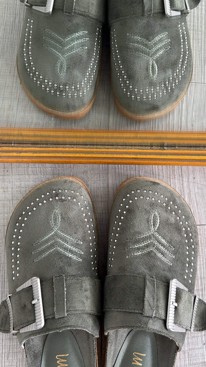 Joleen Studded Clog, Olive