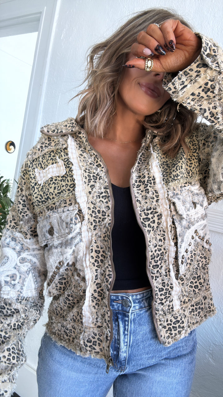 Untamed Leopard Jacket, Tan Leopard