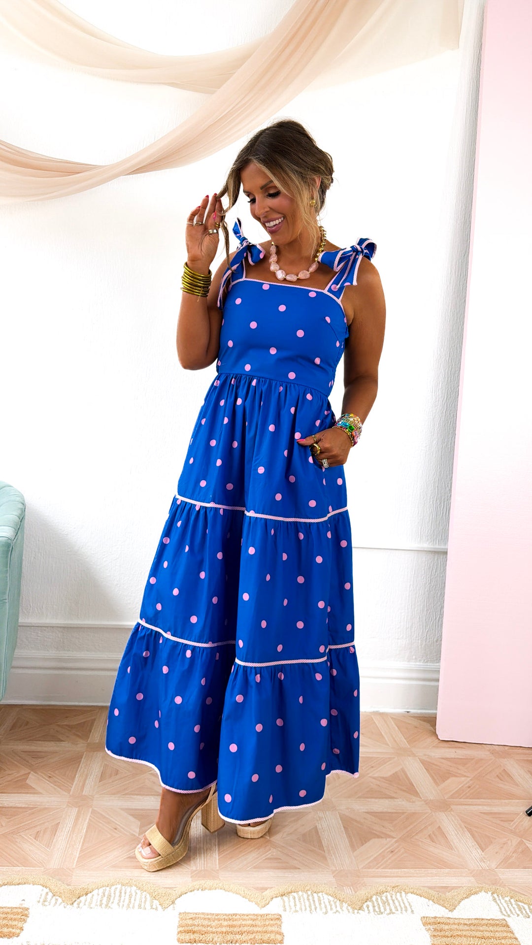Summer Side Daydream Dress, Blue/Pink Small