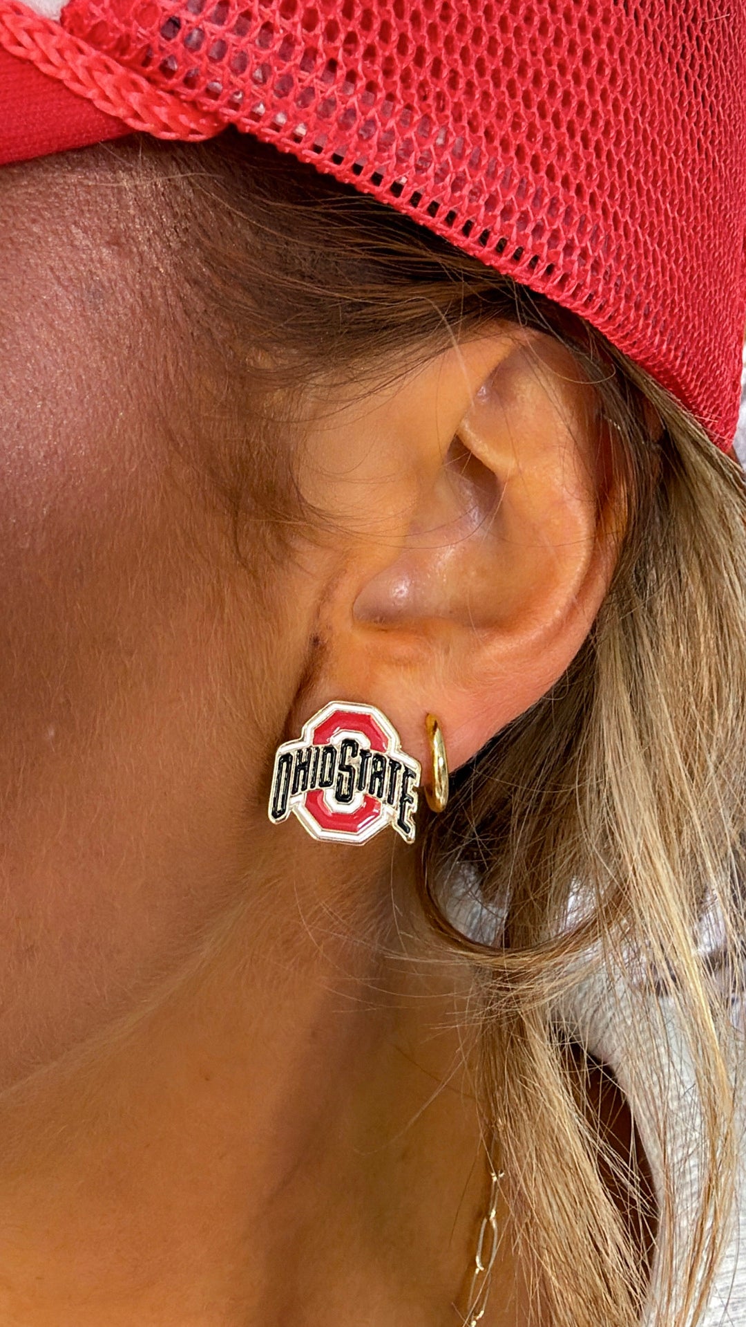 Buckeyes Enamel Stud Earrings in Scarlet/Black