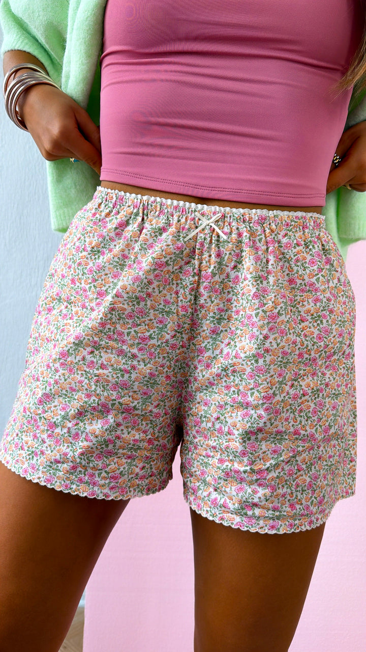 Relaxed Floral Boxer Short, Pink Combo