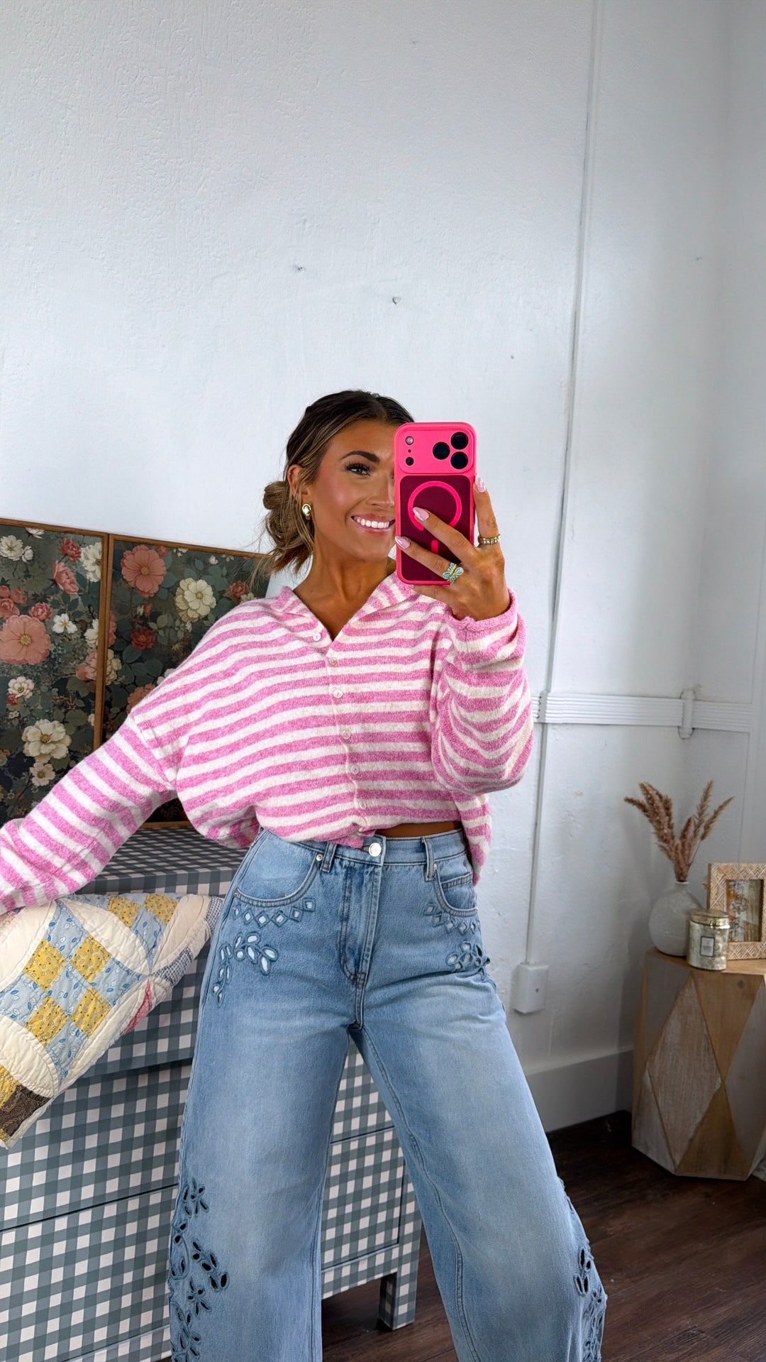 Sweet Stripe Cardigan, Bubblegum