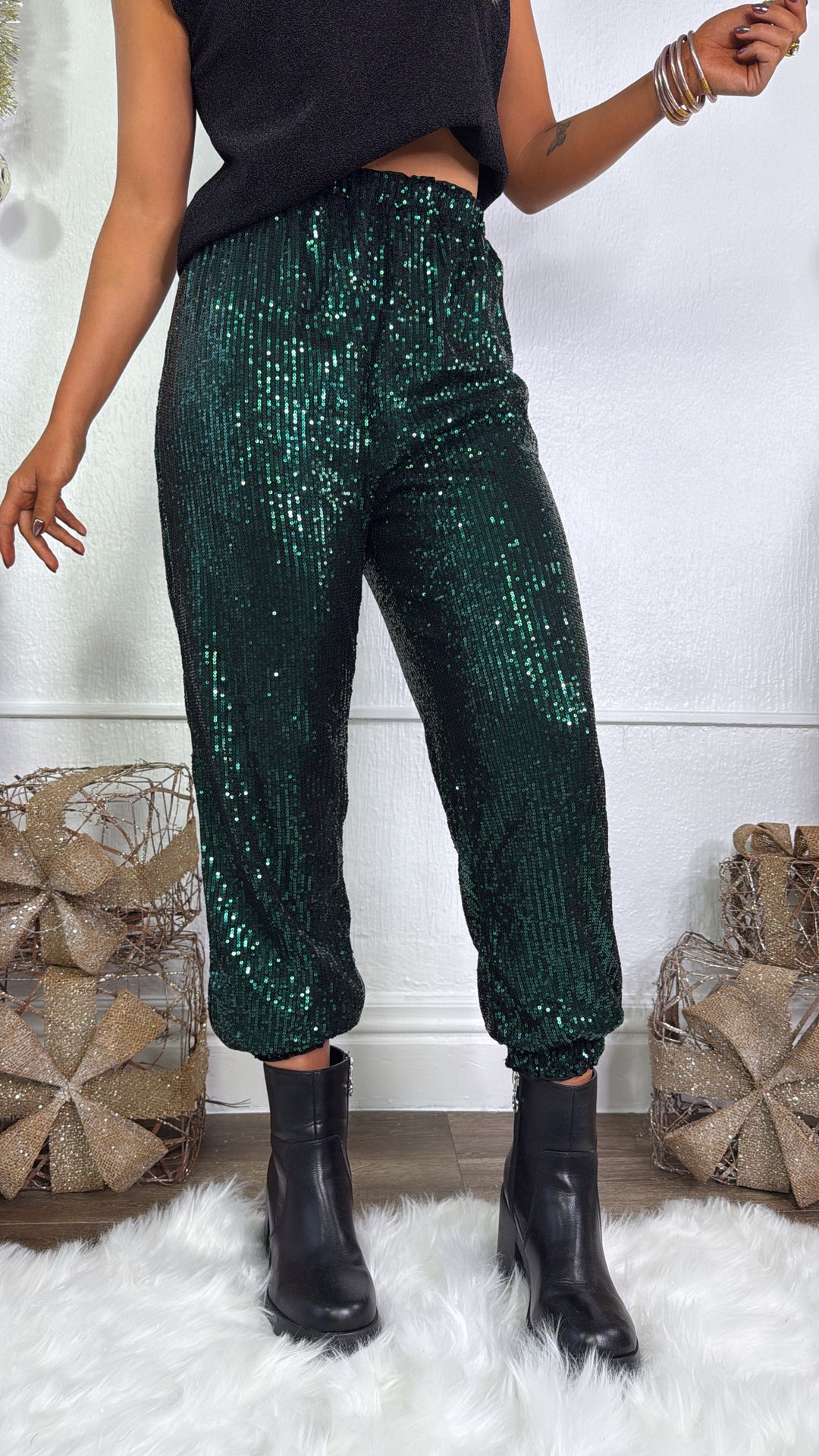 Seasons Best Sequin Joggers, Green
