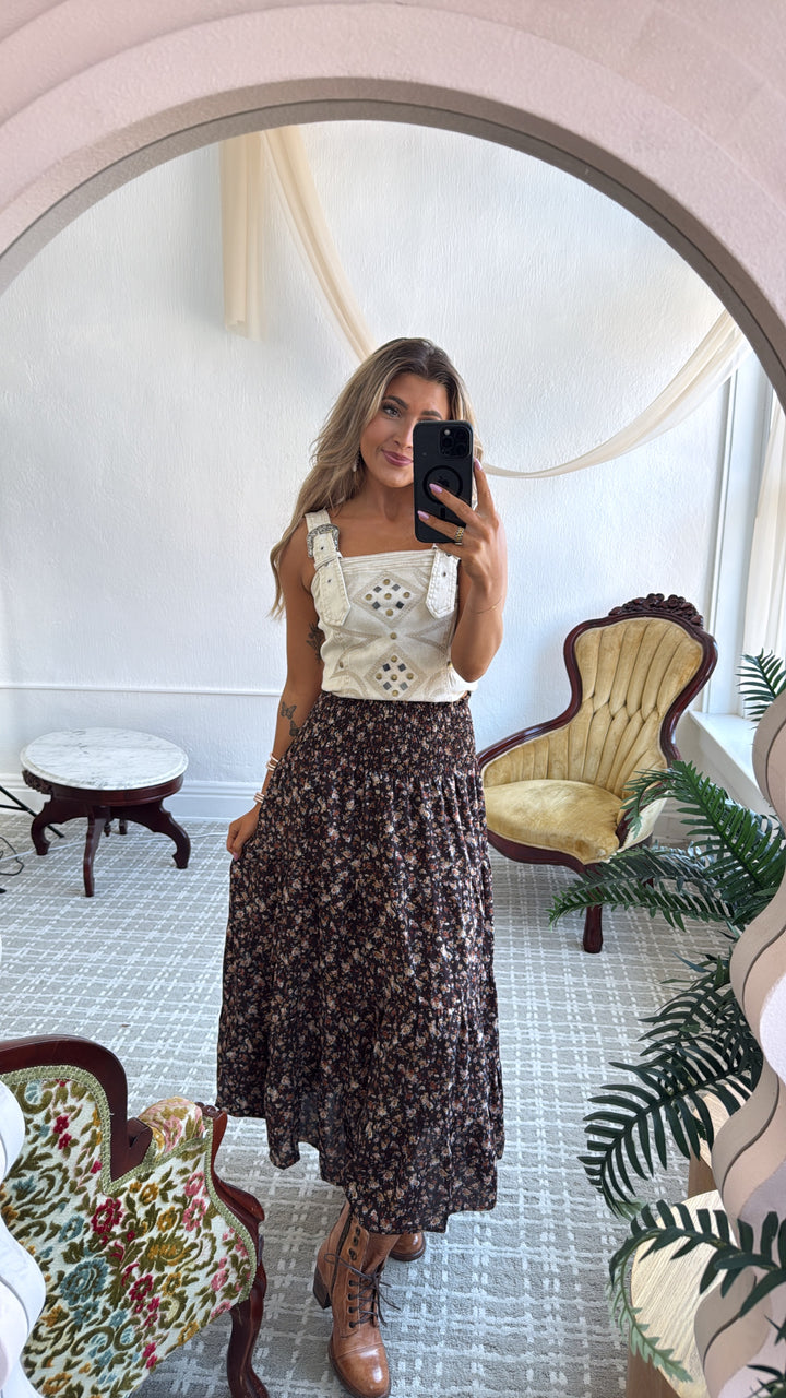 Toffee Thread Maxi Skirt, Espresso Combo