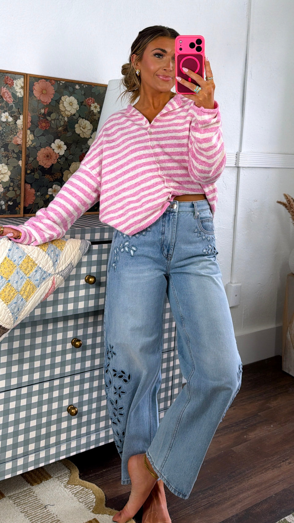 Sweet Stripe Cardigan, Bubblegum