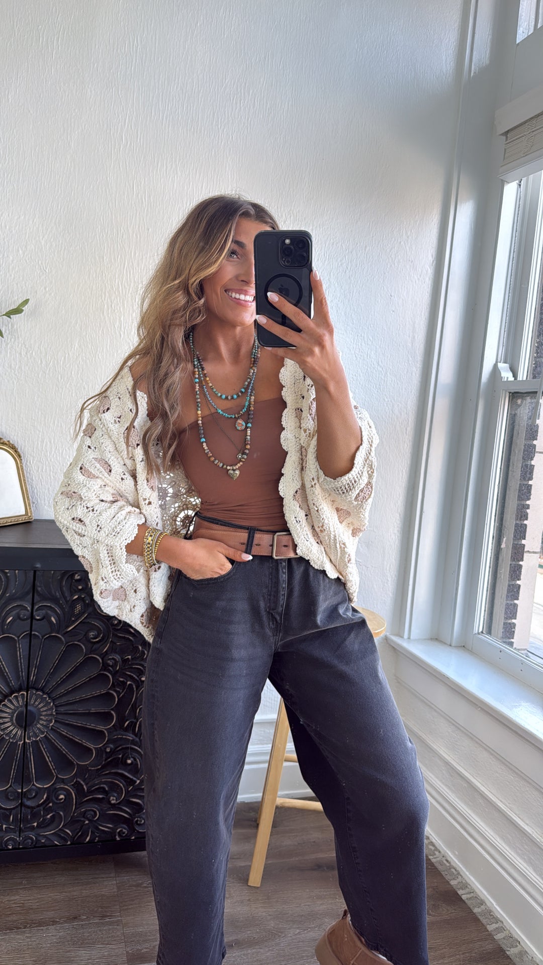 Harvest Drape Cardigan, Cream/Latte