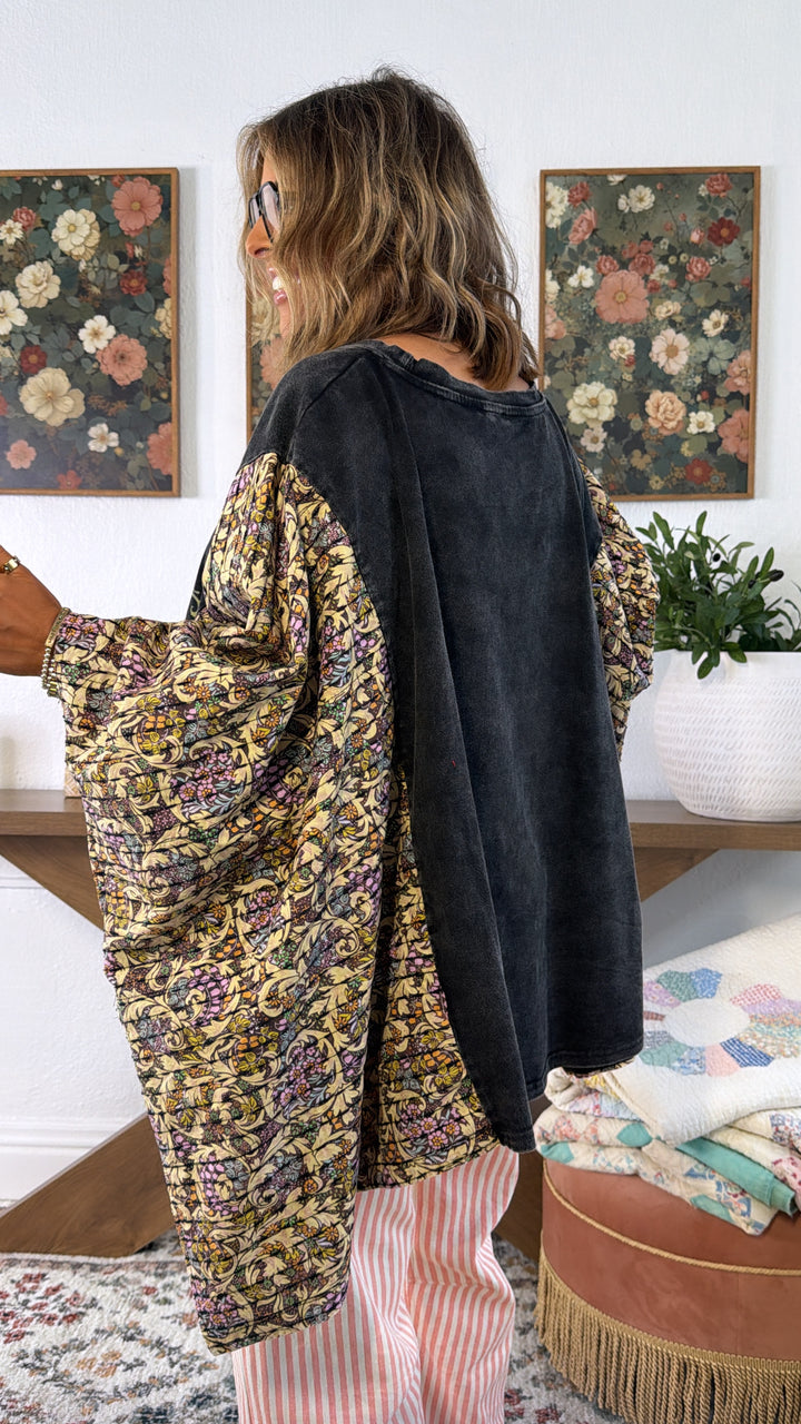 Silver Springs Poncho Top, Black