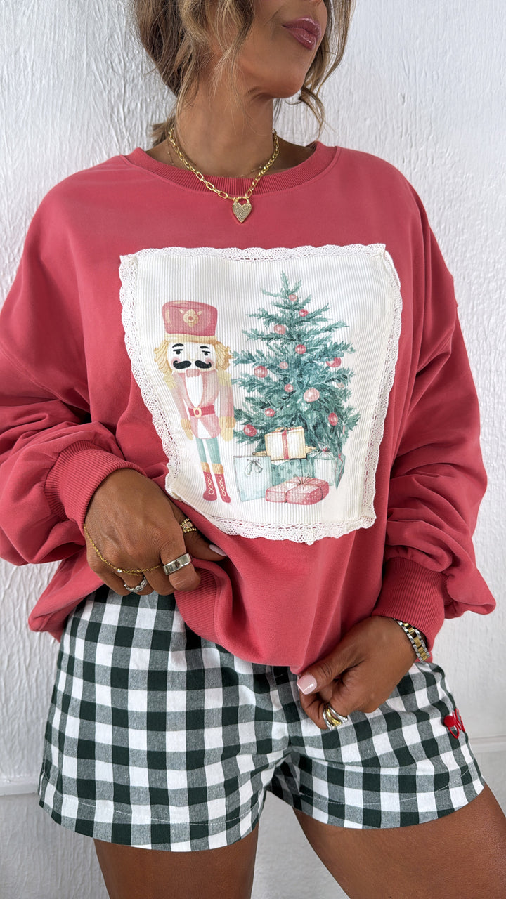 Nutcracker Christmas Sweatshirt, Dk. Coral