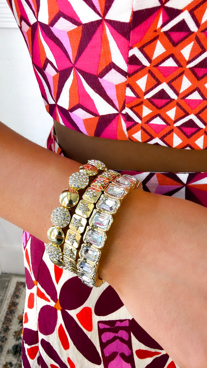Radiant Gold Crystal Bracelet Stack