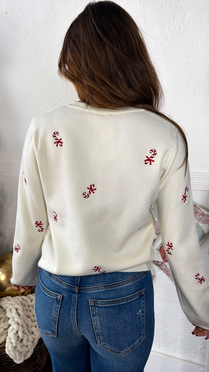 Candy Cane Lane Sweater, Cream