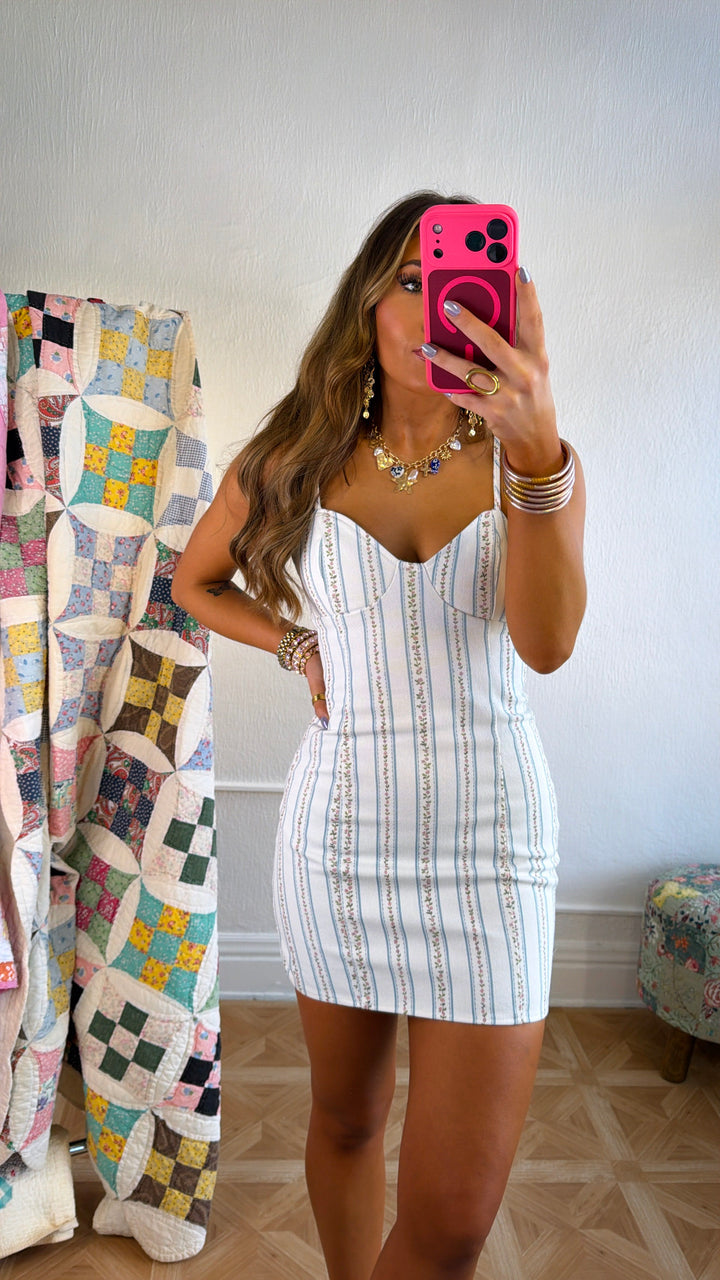 Warm Breeze Mini Dress, White/LT.Blue