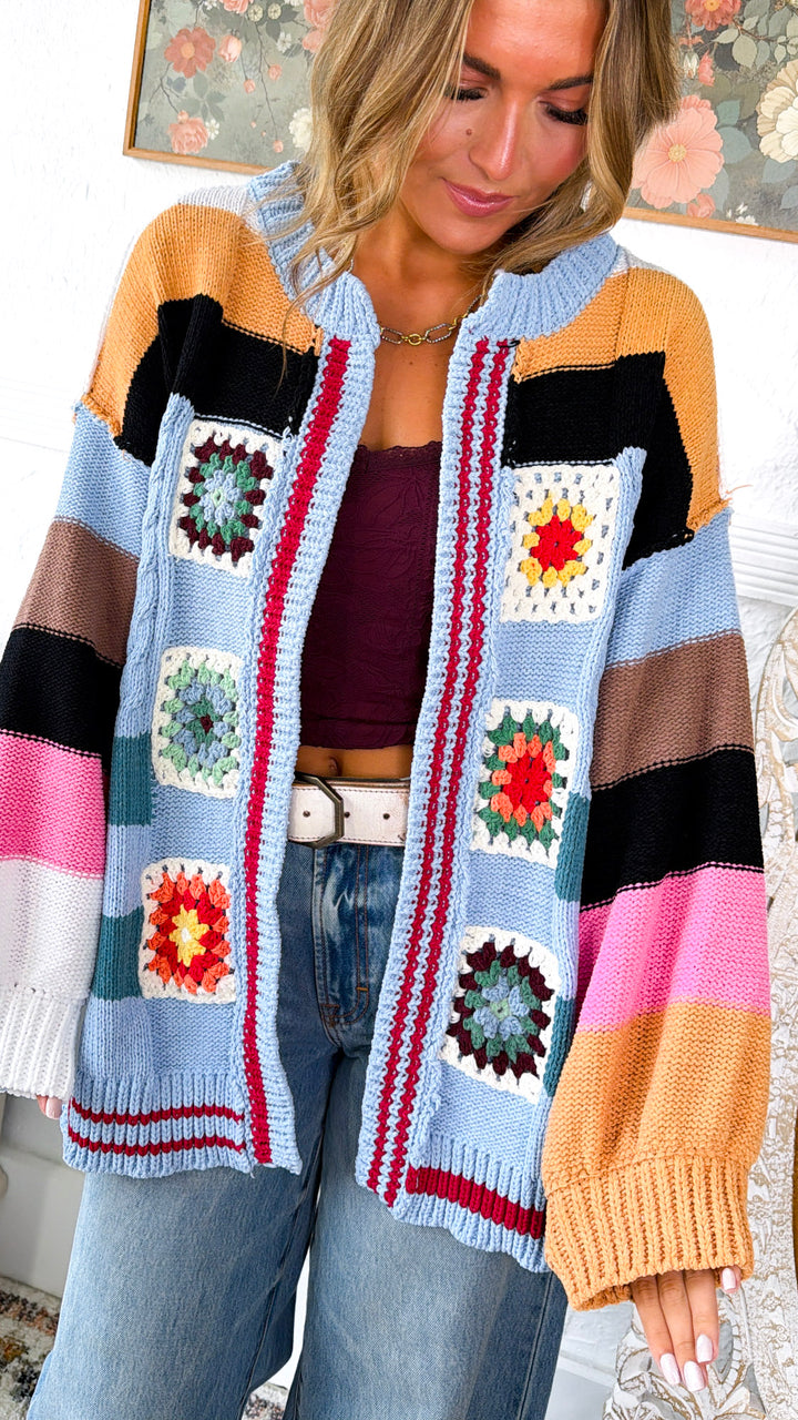 Sophie Color block Cardigan, Blue Multi