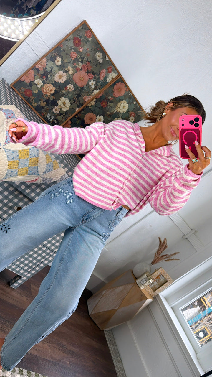 Sweet Stripe Cardigan, Bubblegum