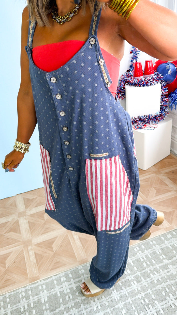The Americana Overalls, Indigo Multi