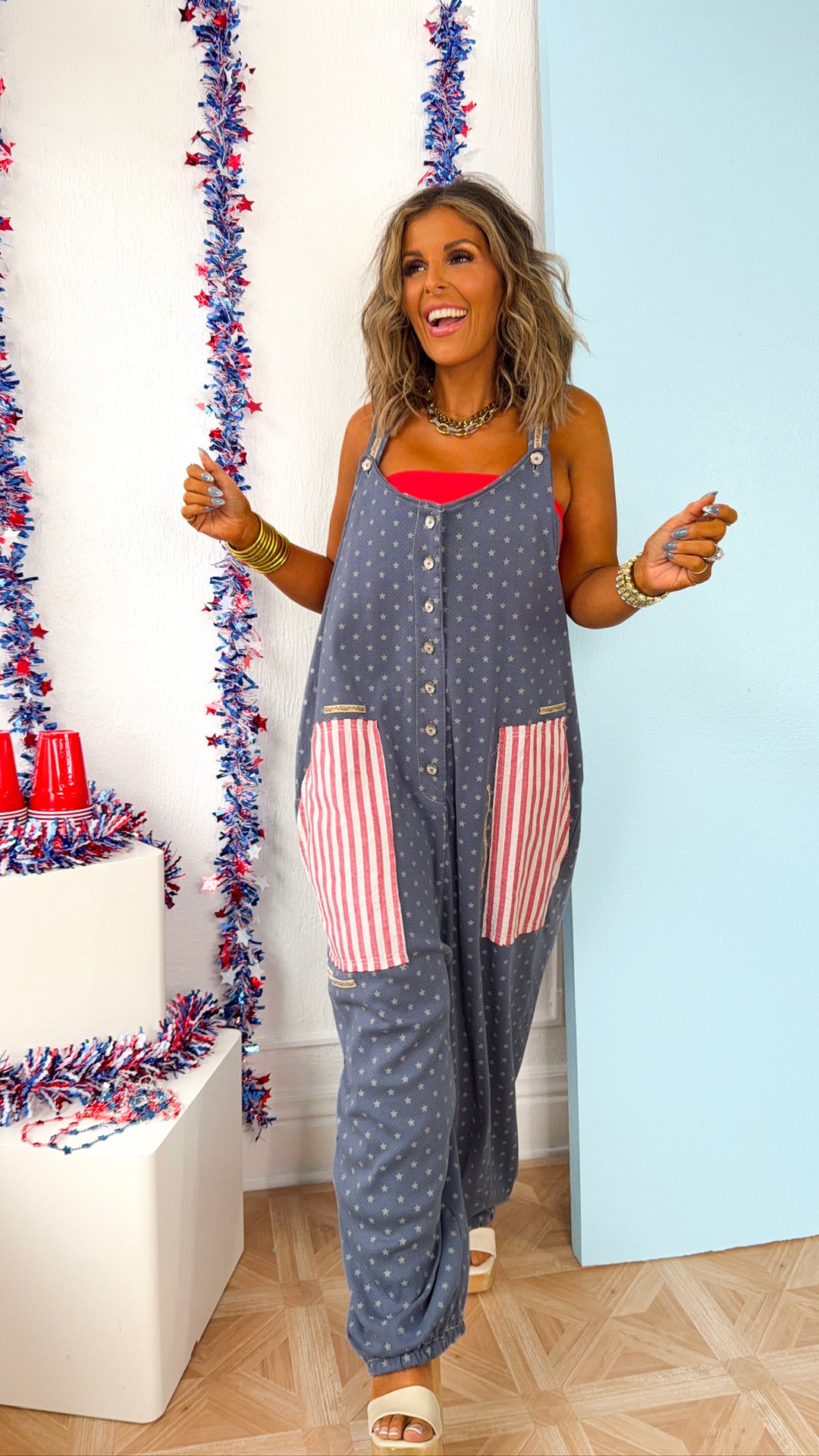 The Americana Overalls, Indigo Multi