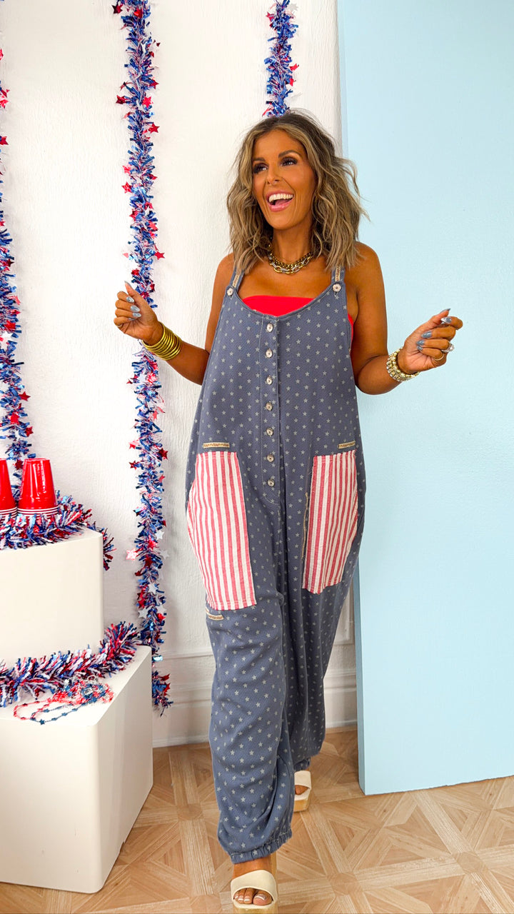 The Americana Overalls, Indigo Multi