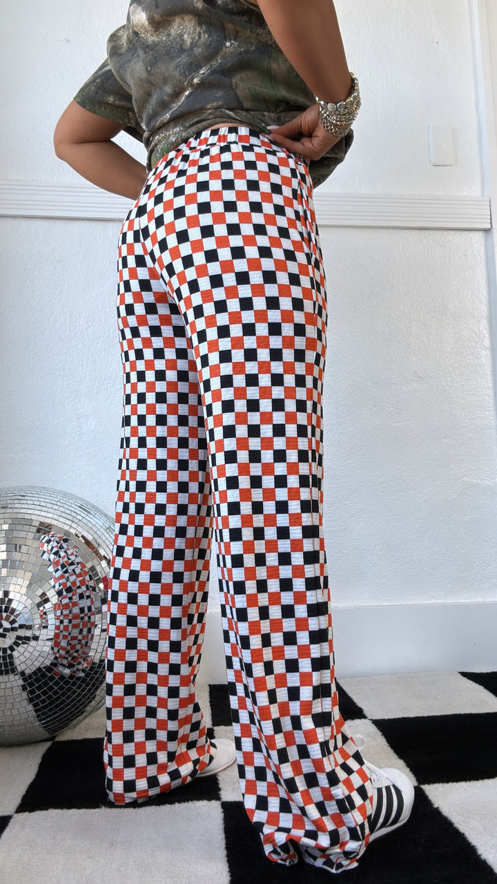 ECB Exclusive : Kickin' It Checkered Pant, Orange/Black