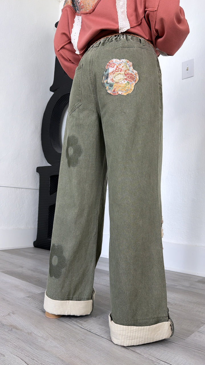 Mosswood Floral Pant, Olive