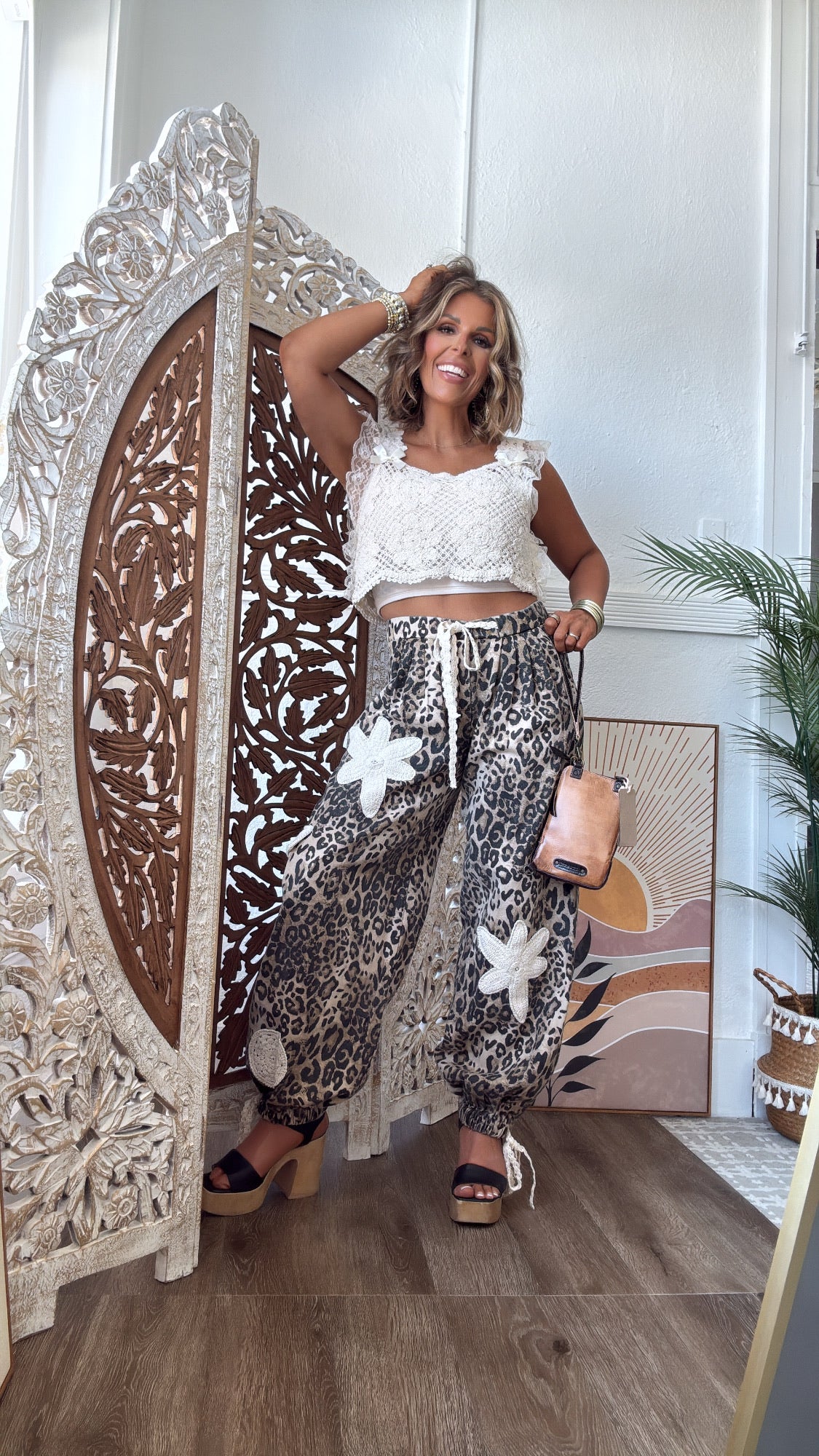 Rare Form Patched Joggers, Sand Leopard – Everyday Chic Boutique