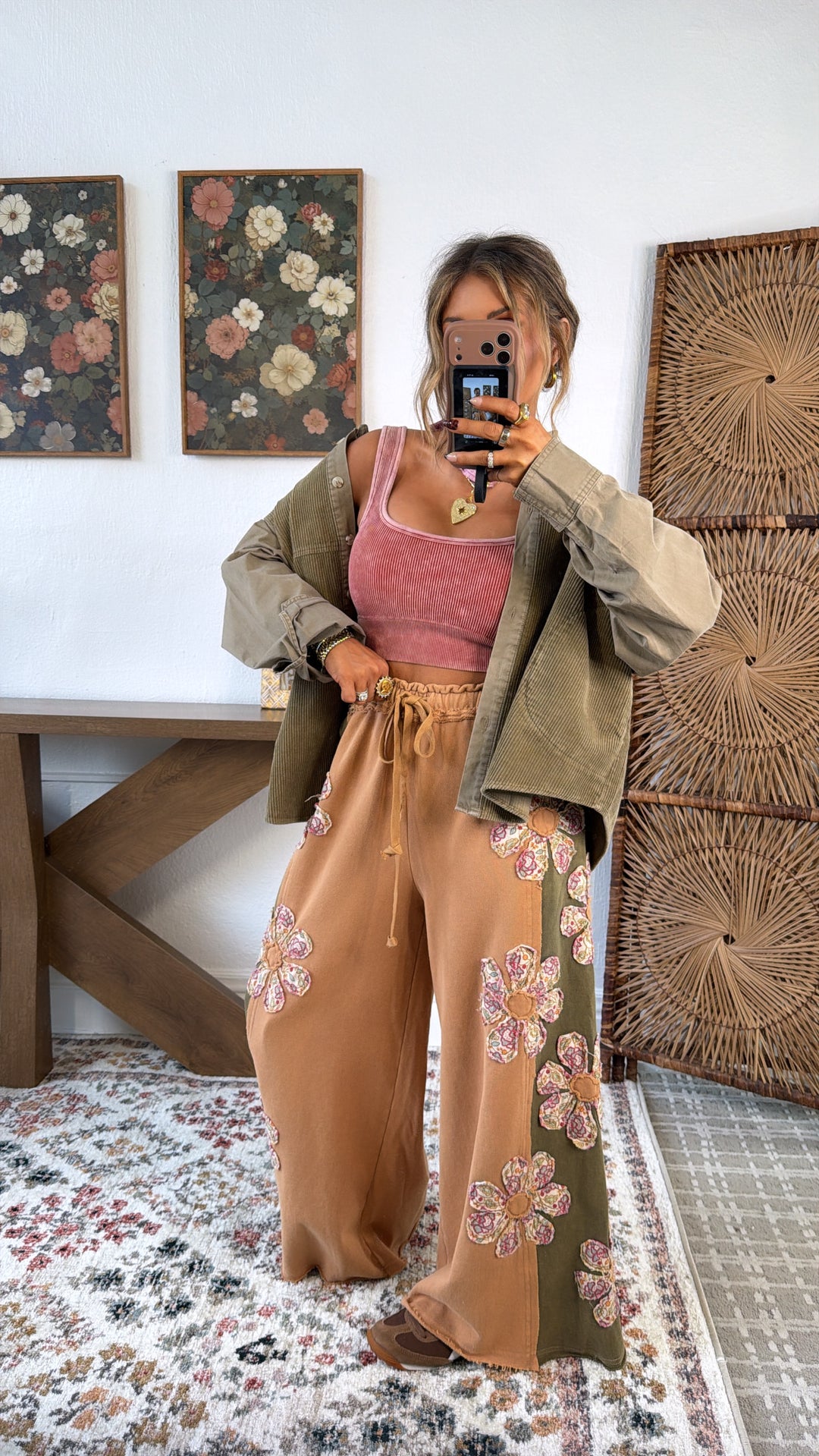 Bloom Babe Patchwork Pant, Rust Multi