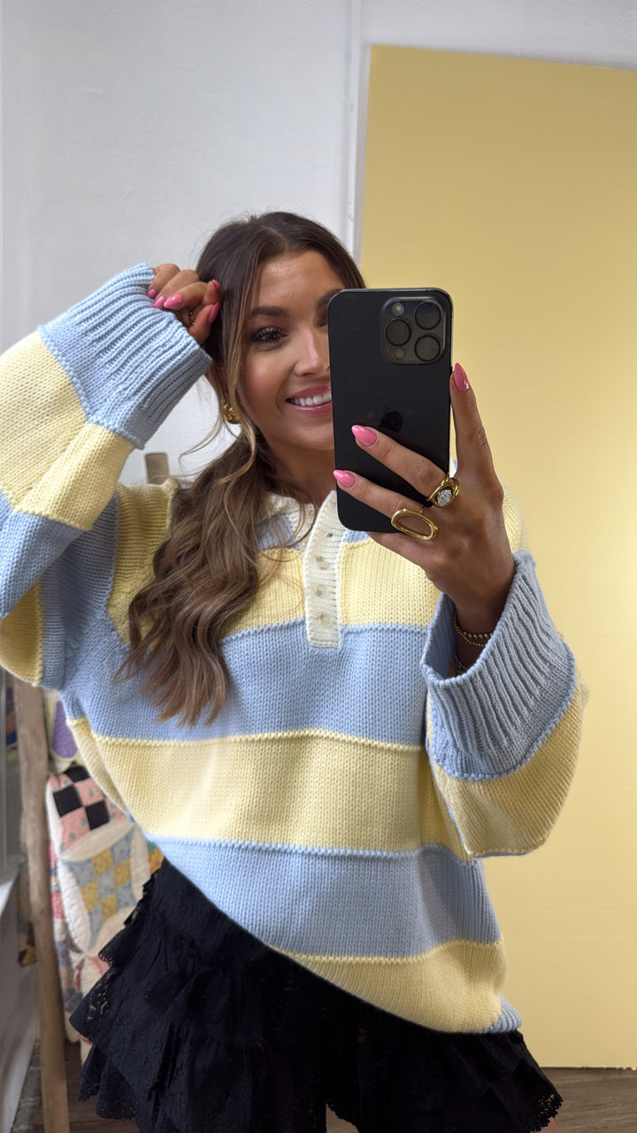 Magic Striped Sweater, Lt.Blue/Lt.Yellow