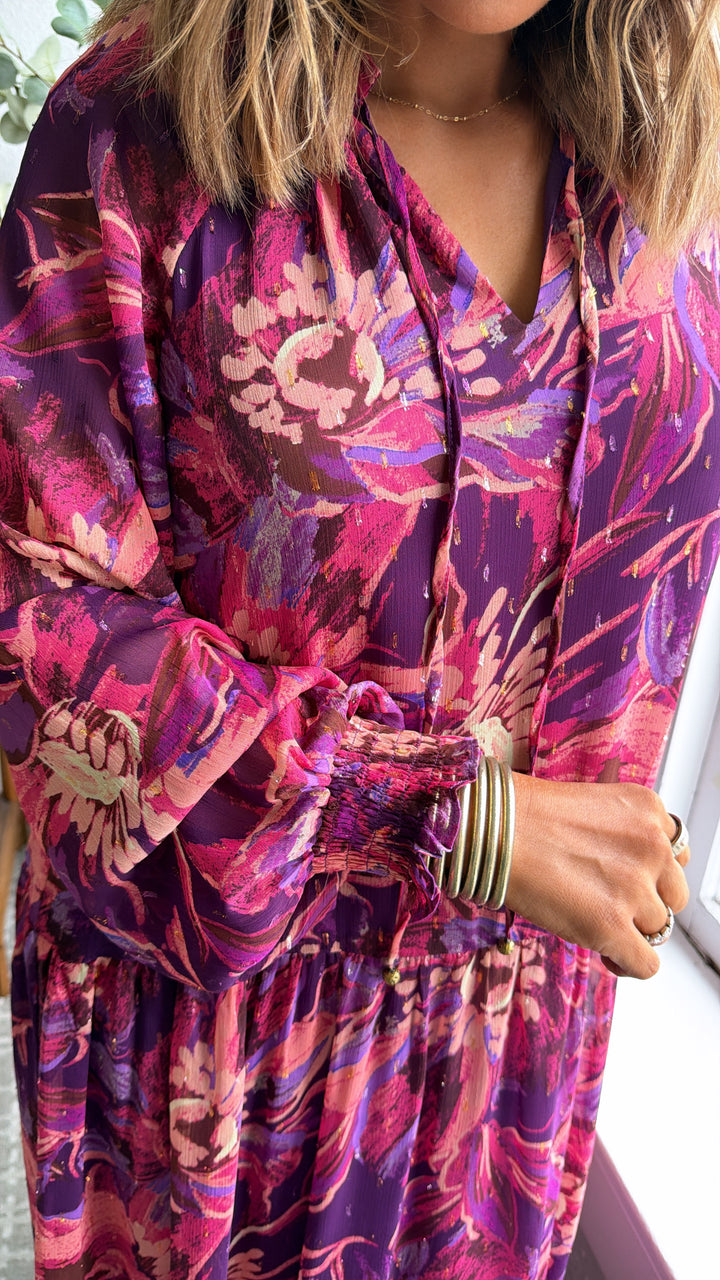 Violet Dusks Maxi Dress, Purple Multi