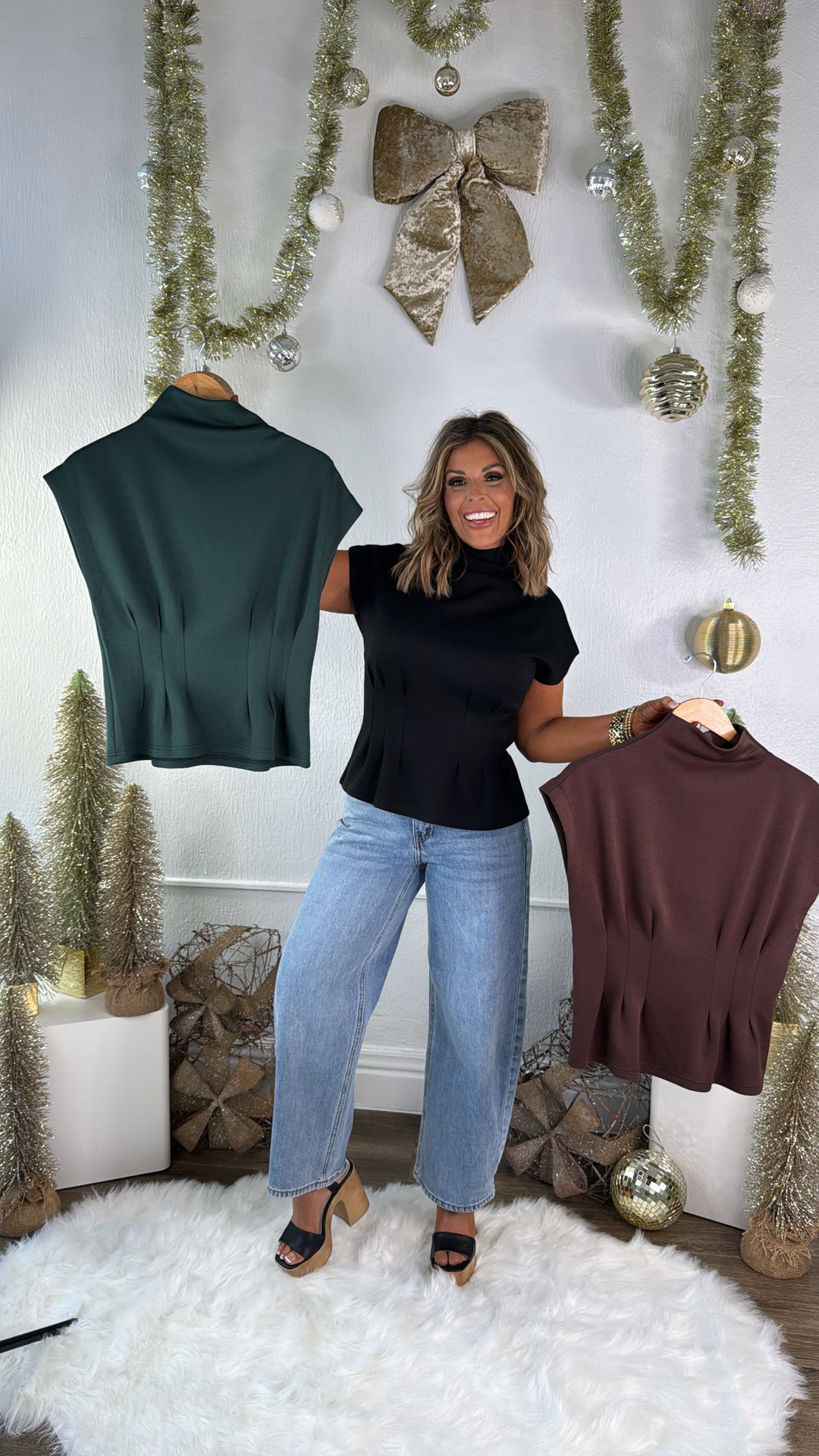 Clara Basic Mock Neck Top, Black