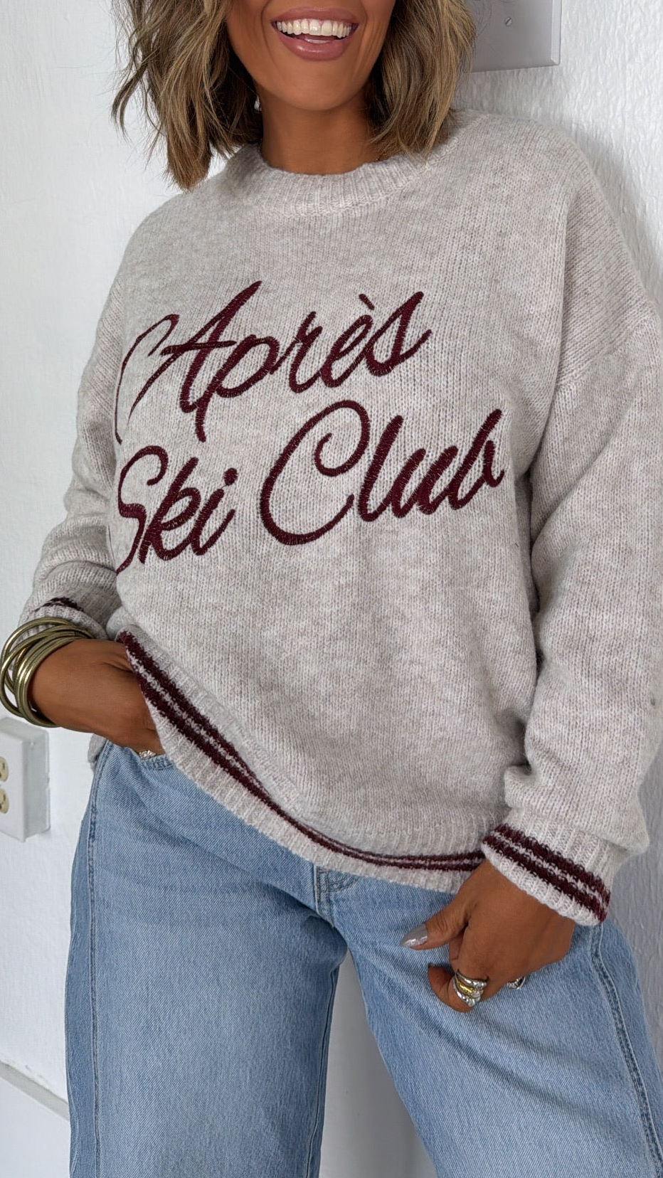 Ski Club Crew Neck, Grey
