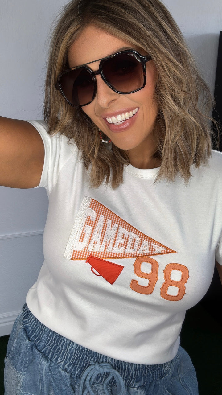 Tennessee Orange Game Day Baby Tee, White