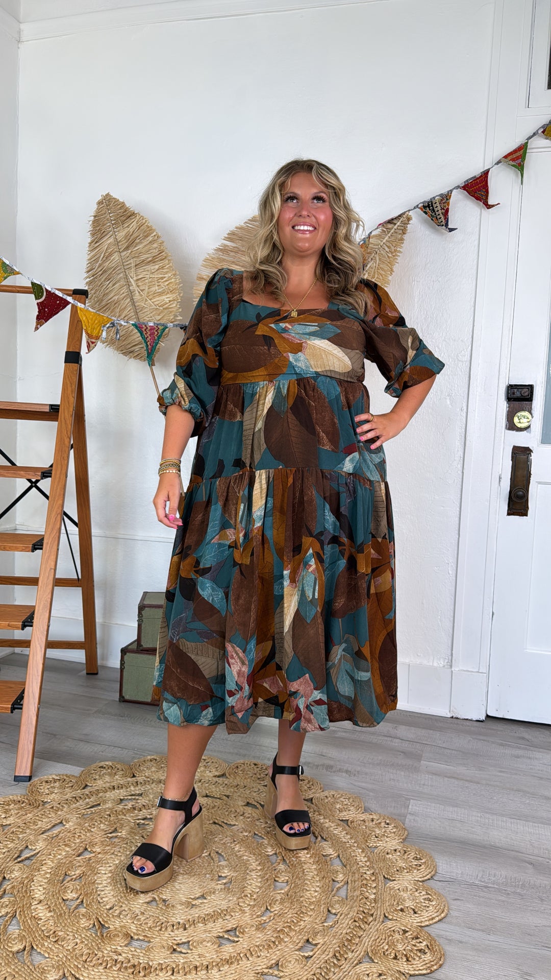 Dress To Impress Printed Maxi Dress, Teal