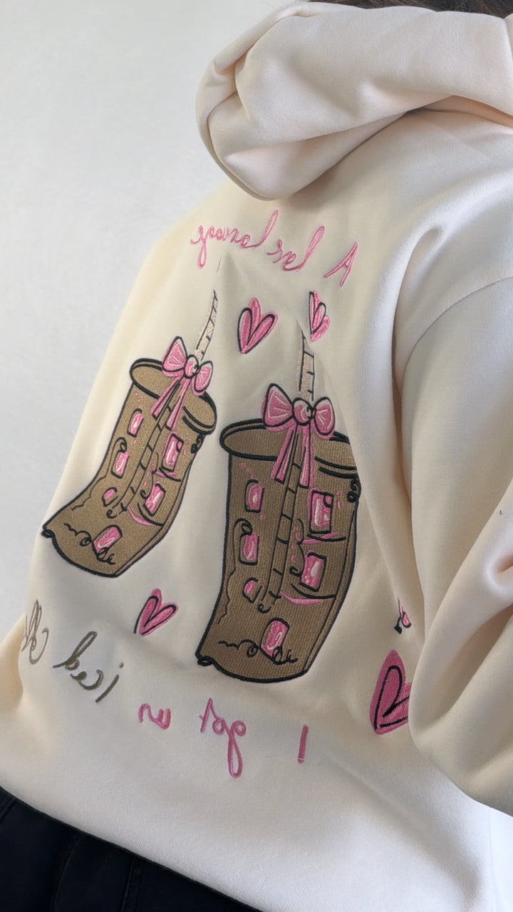 Happy Camp3r: Latte Lover Hoodie, Cream