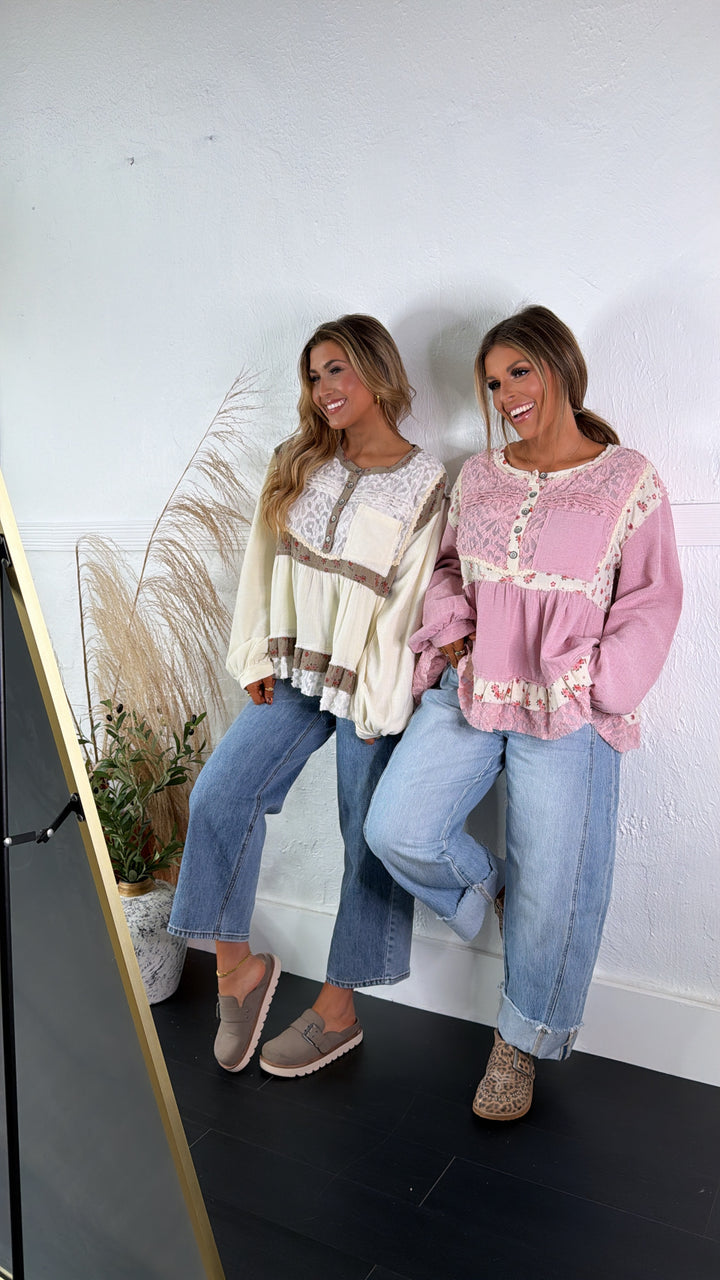 DOORBUSTER: POL Simple & Sweet Blouse, Dusty Pink