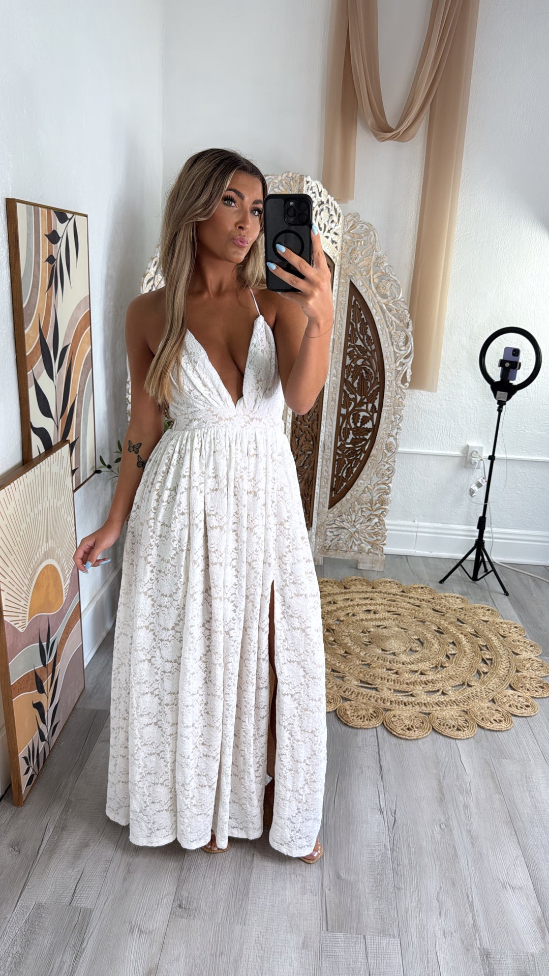 ECB Exclusive: Layla Lace Maxi Dress, White
