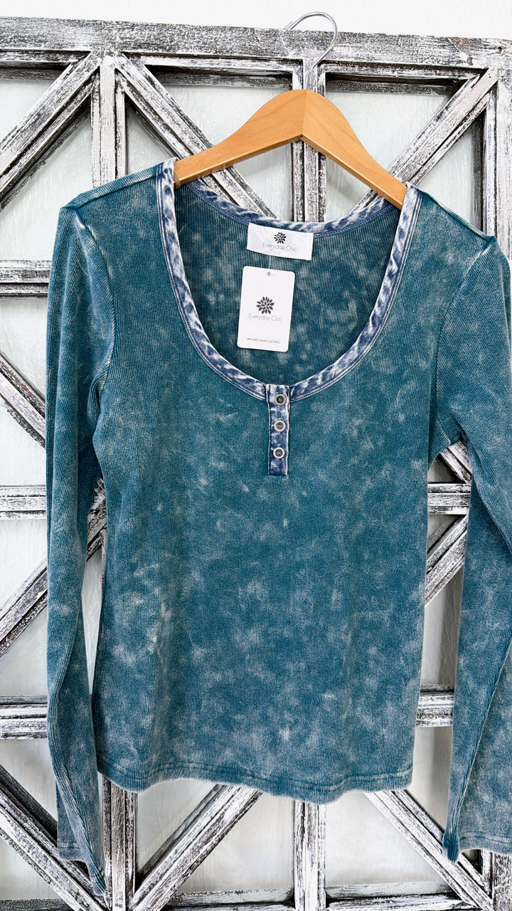 Washed Edge Long Sleeve, Washed Emerald