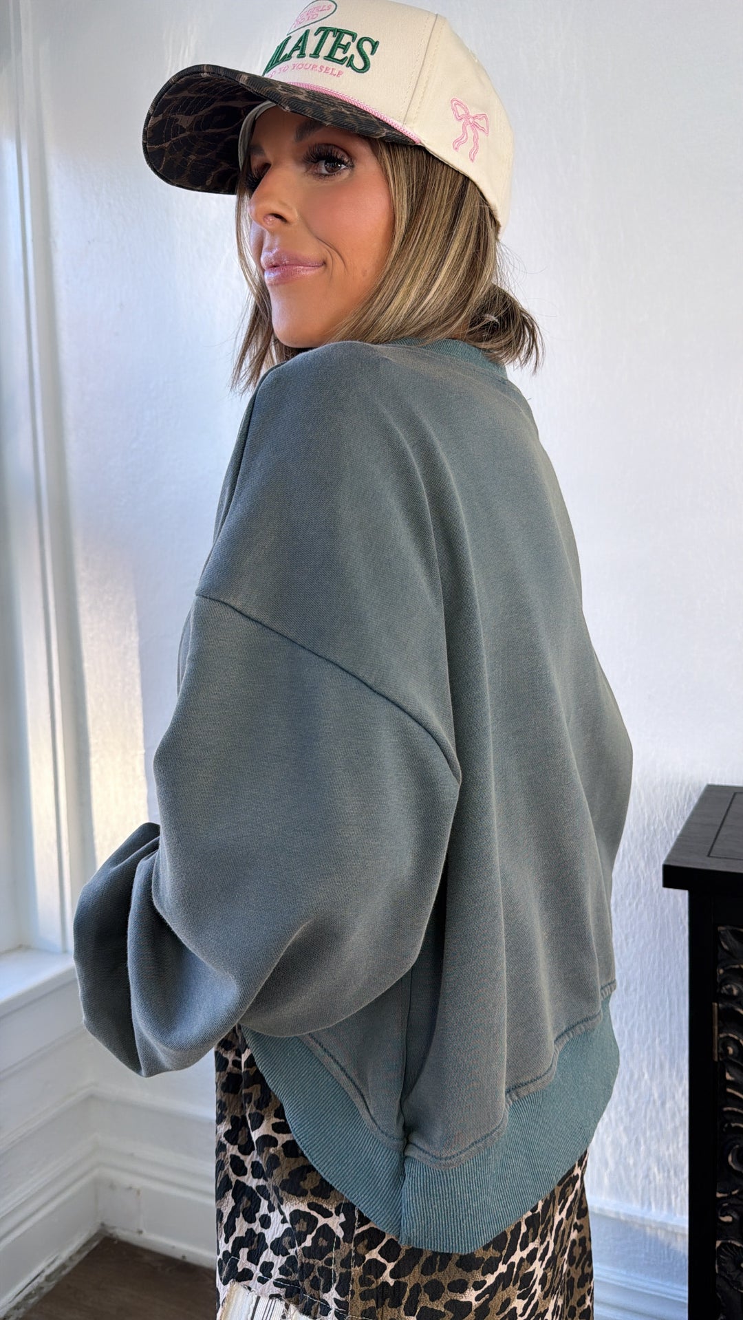 Criss Cross Reversible Sweatshirt, Vintage Moss