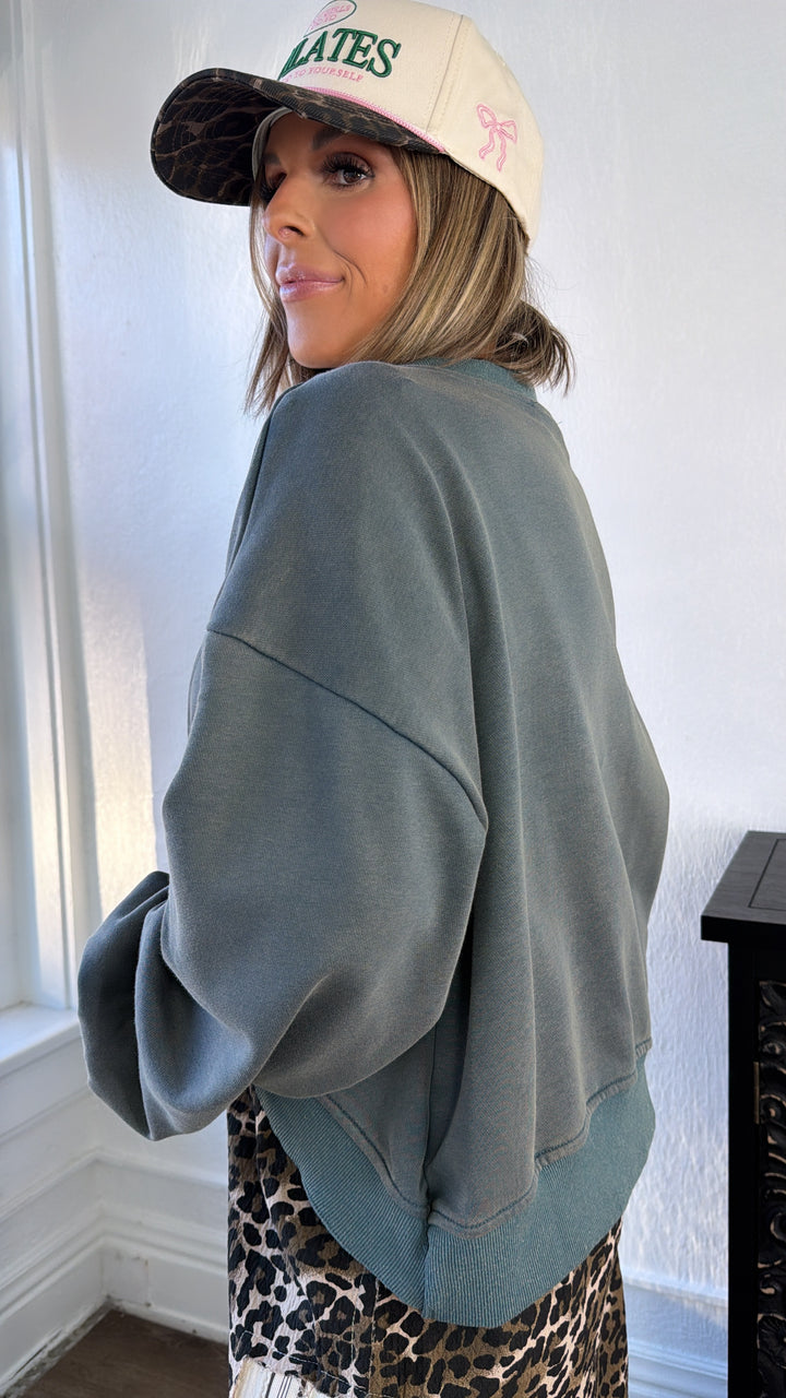 Criss Cross Reversible Sweatshirt, Vintage Moss