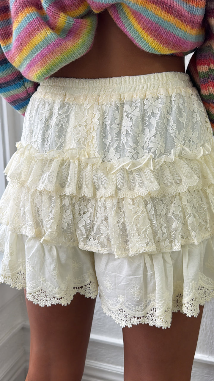 Poppy Lace Tiered Skort, Cream