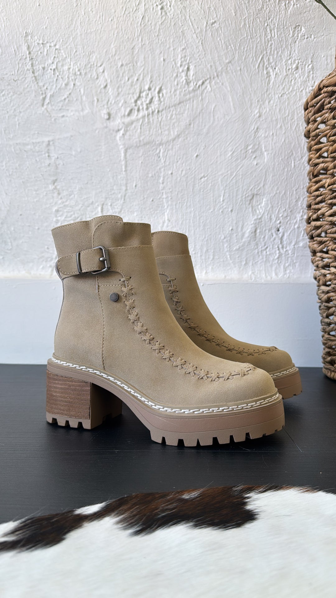 Ridge Platform Buckle Bootie, Sand