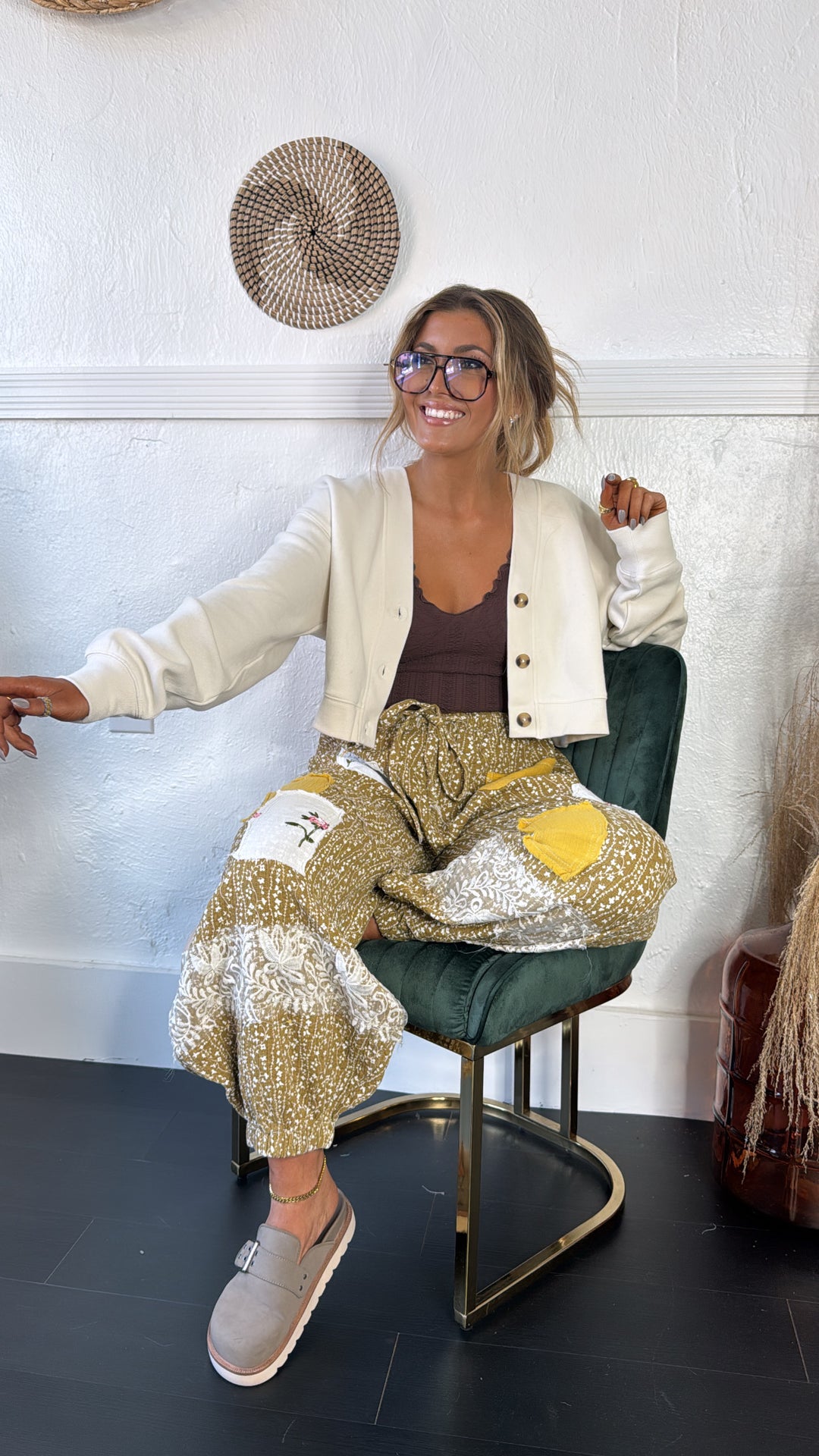 Golden Hour Patched Jogger, Mustard