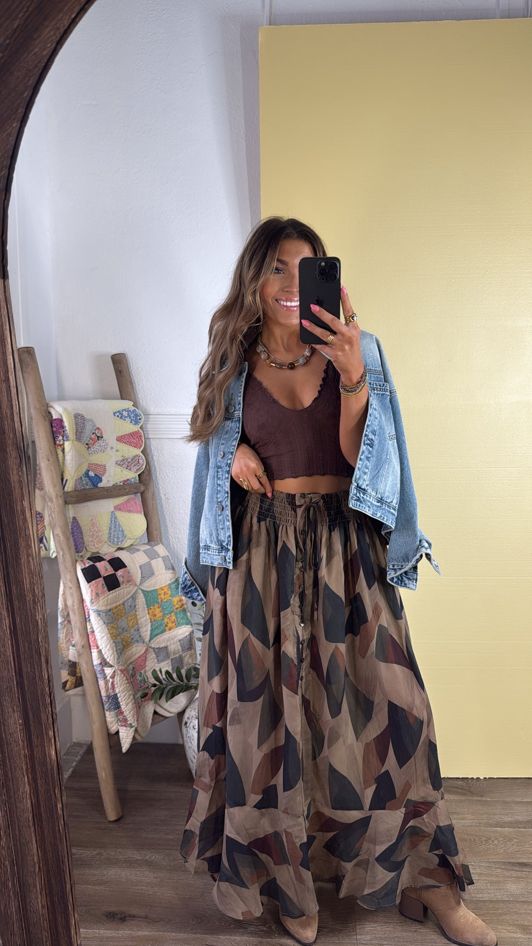 Harvest Fade Maxi Skirt, Olive