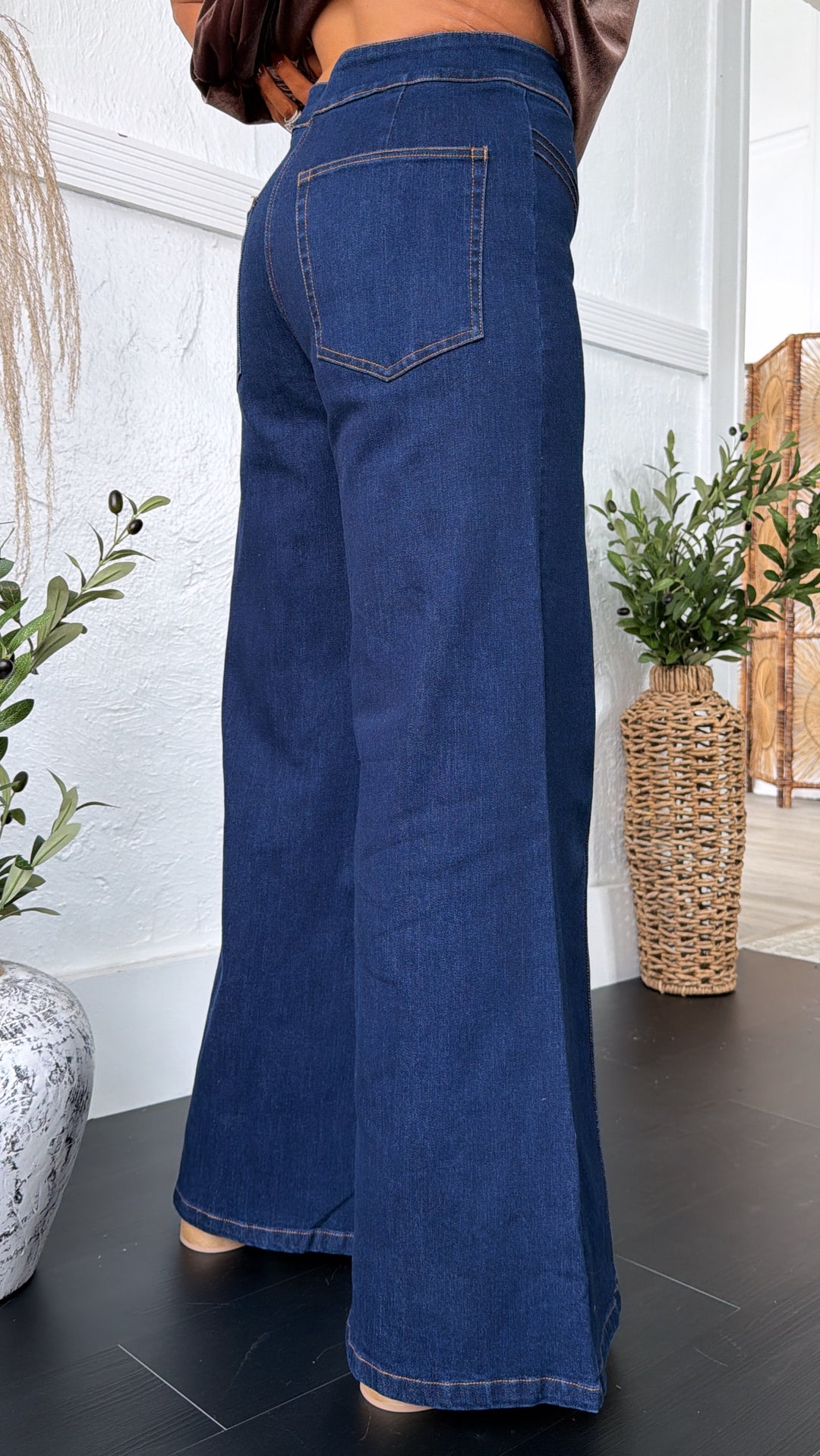 Dallas Wide Leg Denim, Dark Denim