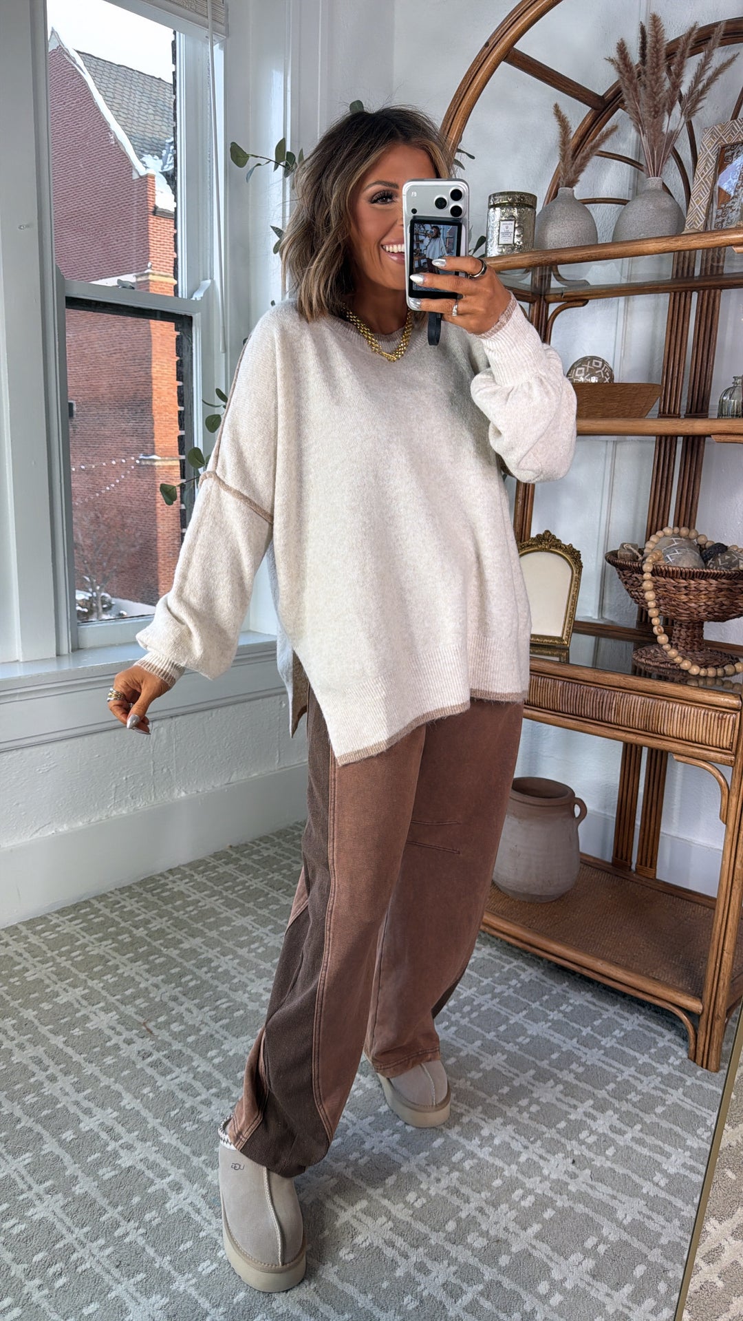 Trend Setter Barrel Leg Sweatpant, Brown