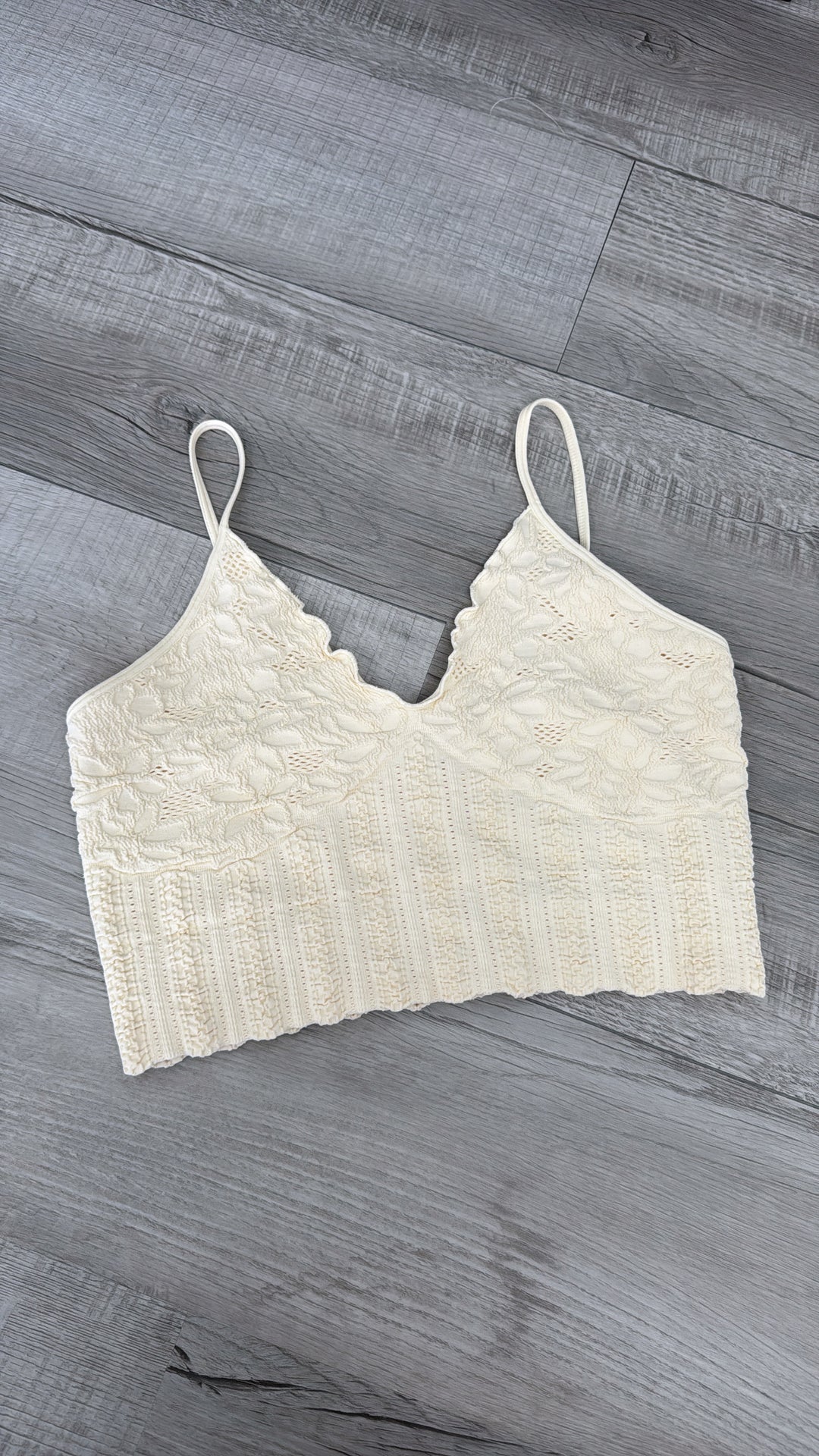 Lace Texture Bralette, Butter Cream